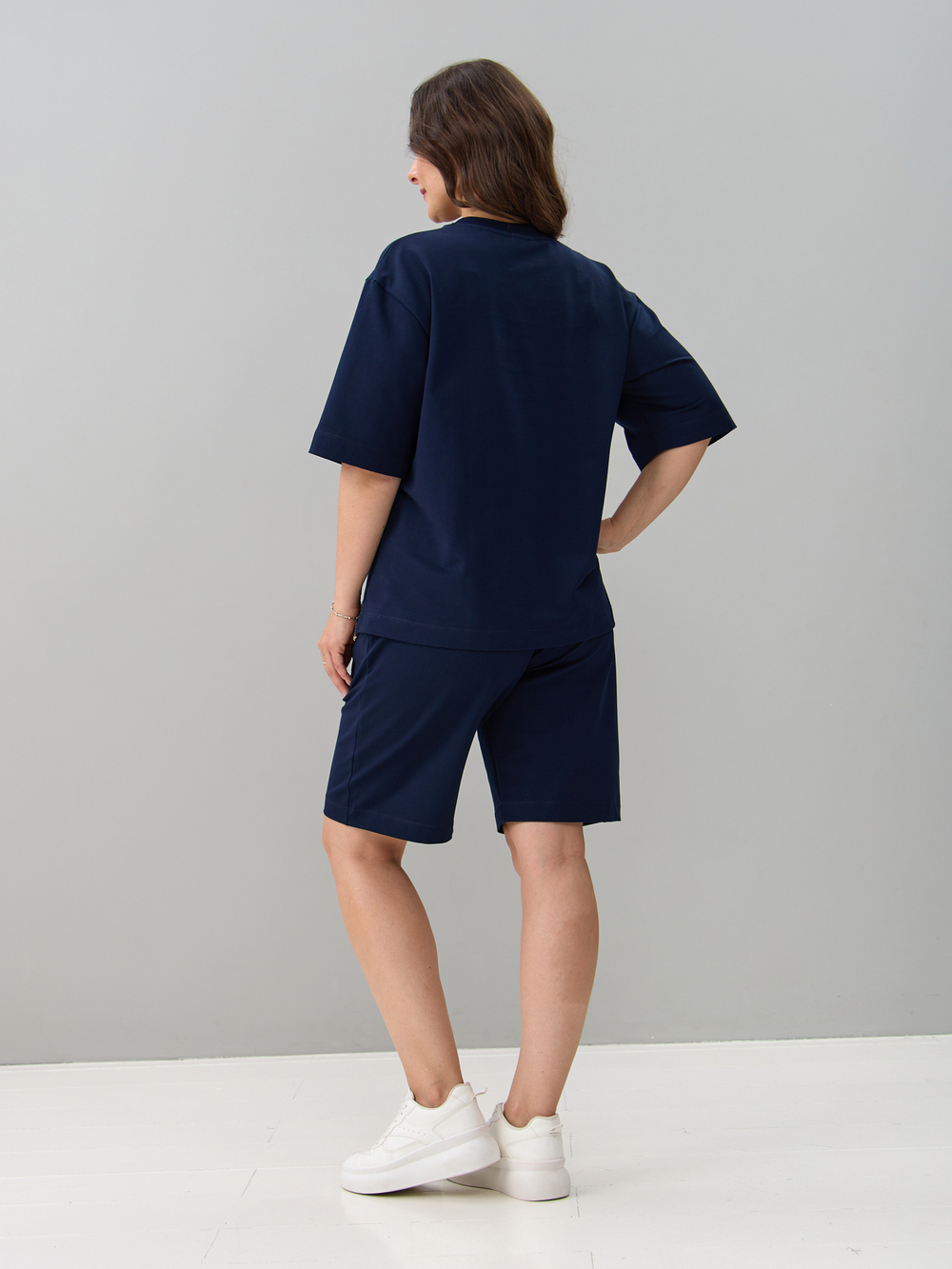 Костюм с шортами КНф-101П/темно-синий