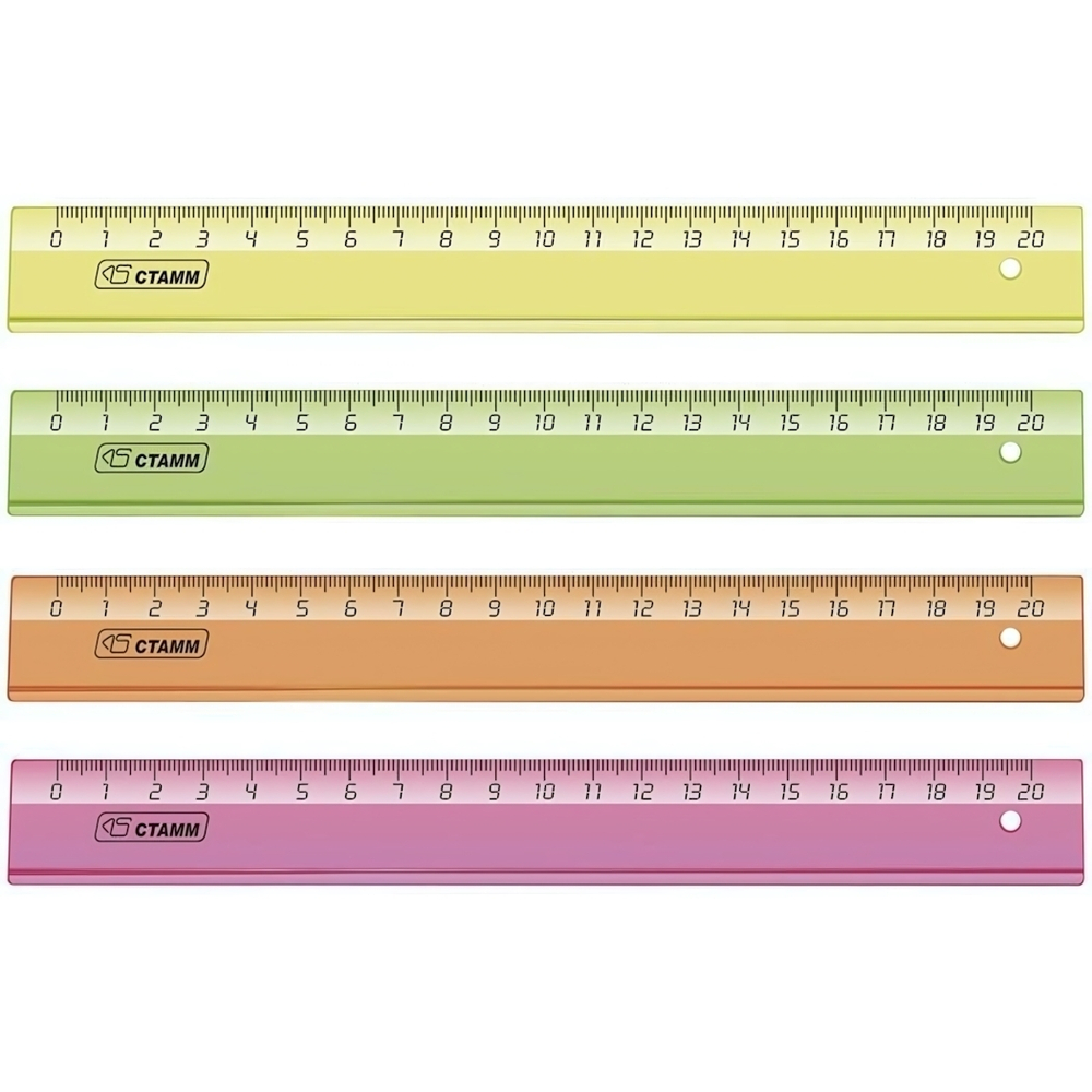 Линейка прозр.20см флуоресц.(Стамм)