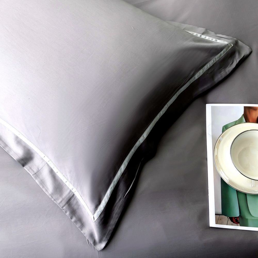 Комплект постельного белья Однотонный Сатин Премиум широкий кант OCPK028