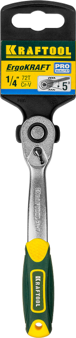 KRAFTOOL 1/4″, 72 зубца, изогнутая трещотка для торцовых головок, Pro (27795-1/4)