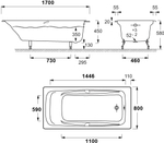Ванна чугунная Jacob Delafon REPOS 170х80 пристенная (E2915-00)