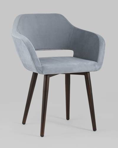 Стул с подлокотниками Саймон велюр серый