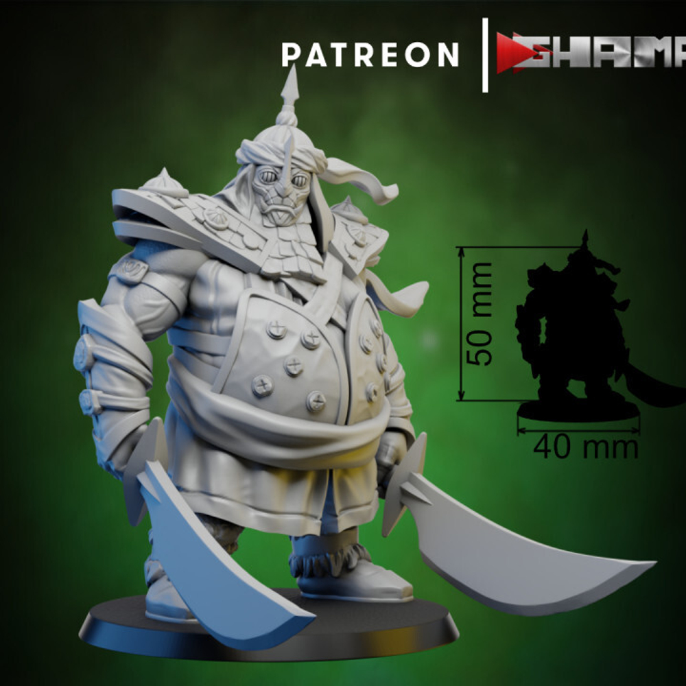 Grand Alliance Destruction Ogor Mawtribes Ogre Kingdoms Ogor Gluttons Воин огр №11 парные мечи миниатюра для dnd, днд, pathfinder, фентези, Настольная игра, НРИ, Варгейм, РПГ