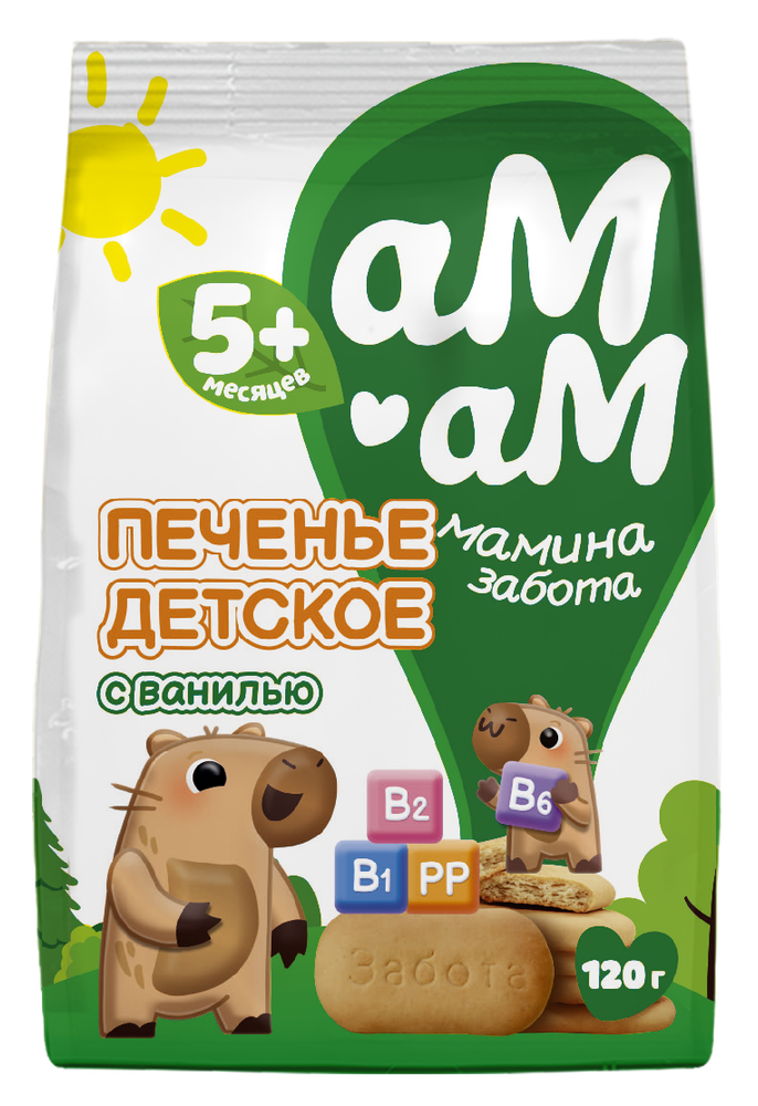 АМ-АМ Печенье с ванилью растворимое с витаминами и минералами с 5 мес, 120г