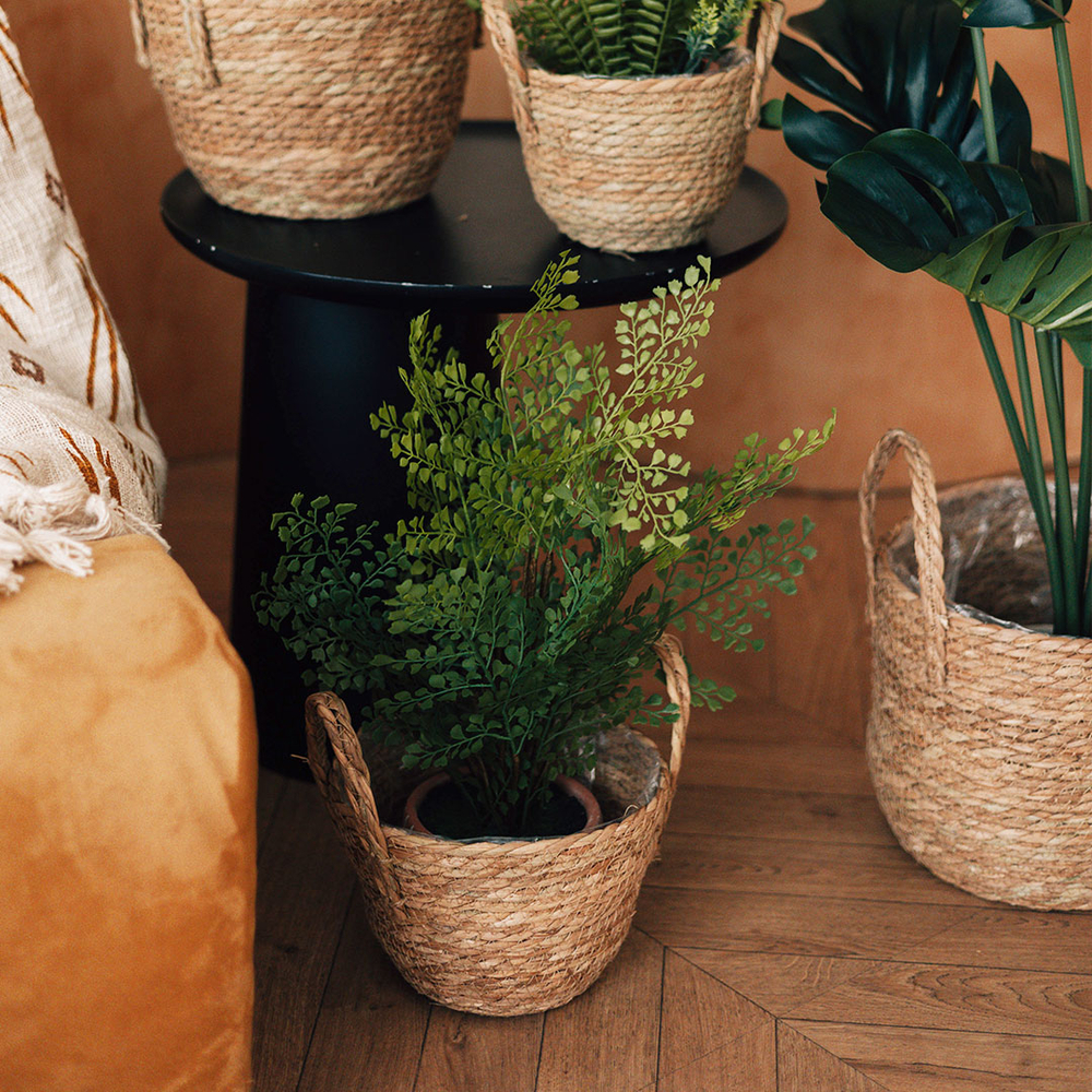 Кашпо плетеное "Сафари" с ручками, Д175 Ш175 В160, натуральный Lishan-07 S