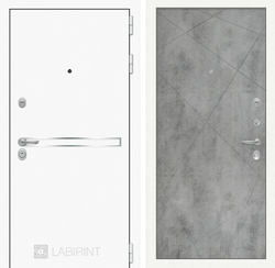 Входная металлическая белая дверь Лабиринт Лайн Вайт (LINE WHITE) 24 Бетон светлый