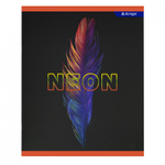 Тетрадь 48л., А5, клетка, Alingar "Пёрышко(NEON)", скрепка, мелованный картон (стандарт), soft touch, блок офсет, 4 дизайна в пленке т/у