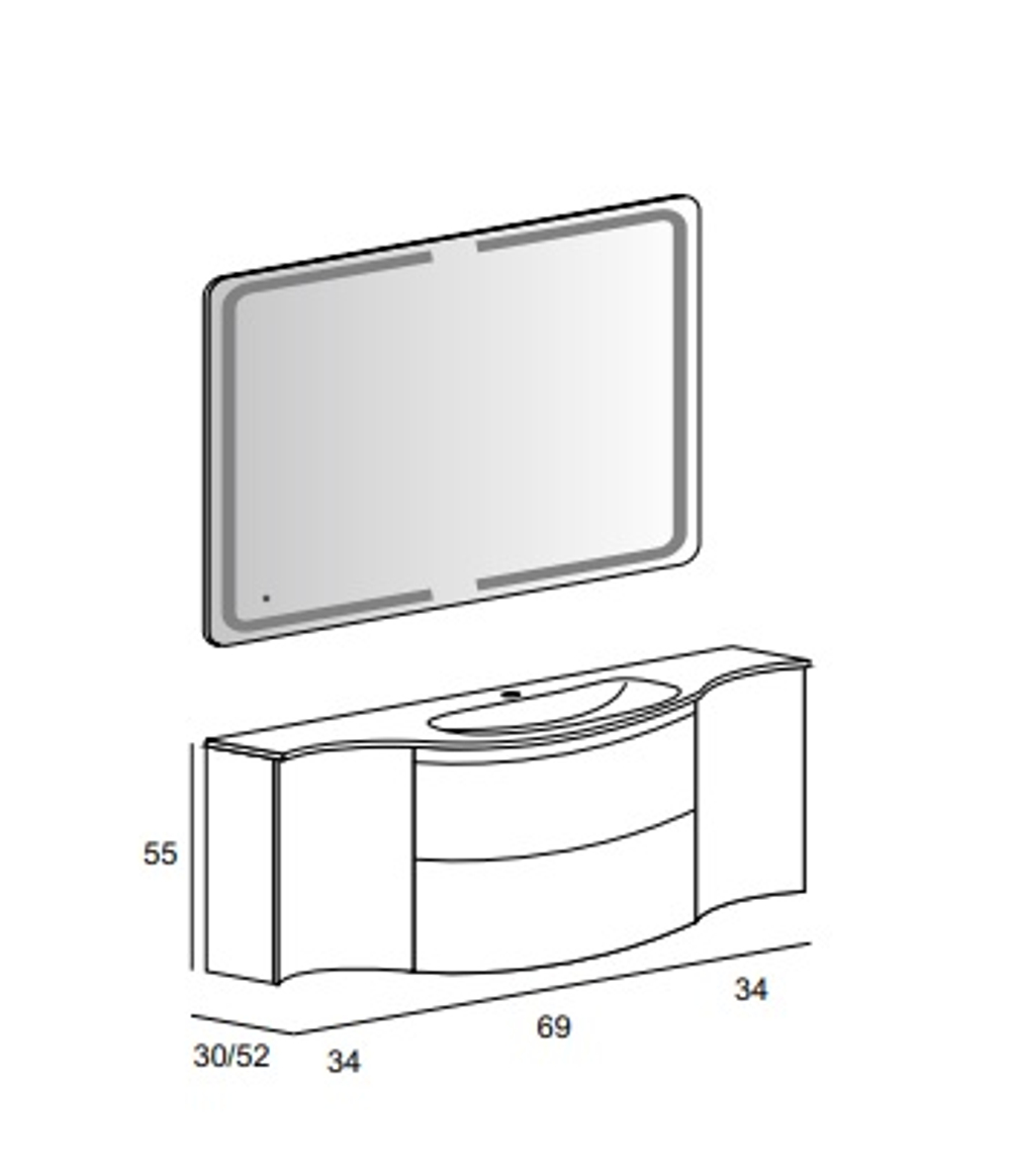 Мебель для ванной Cezares VAGUE 138 см Bianco lucido