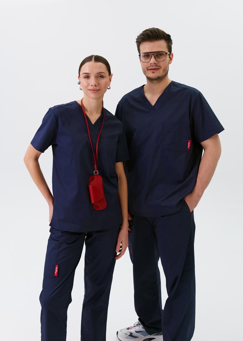 Топ медицинский унисекс Ред Бейс, нэви хлопок