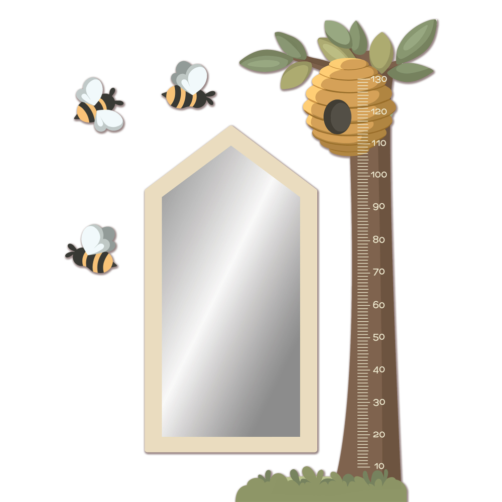 Зеркало-домик Скандик бежевое с пчёлками
