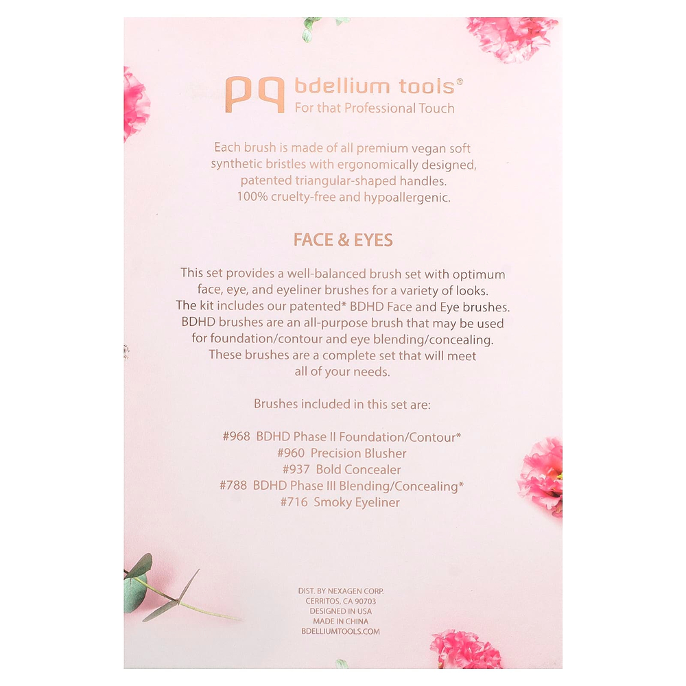 Bdellium Tools, набор кистей для лица и глаз, 5 шт.