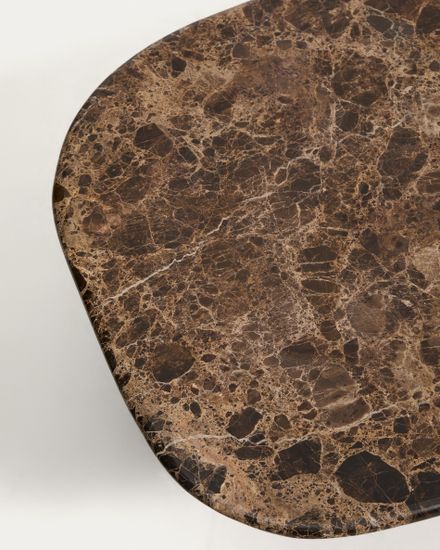 Журнальный столик Pirita из коричневого мрамора с ножками из дуба с натурально отделкой, 147 x 65 см