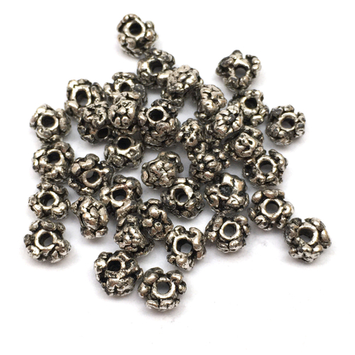 Бусины металлические 5х3 мм (20 шт), под серебро