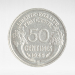 France, 50 Centimes 1945 - Light Type, Pierre-Alexandre Morlon B, VF