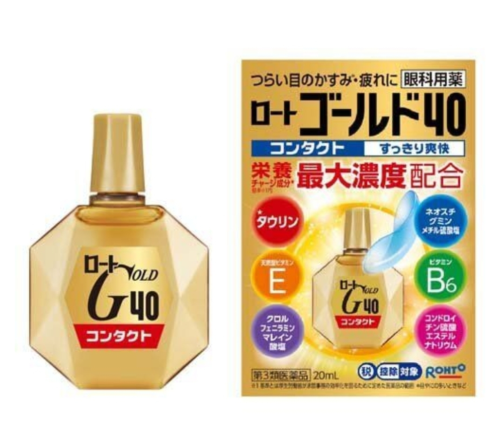 ROHTO Японские капли для глаз Gold 40 Contact, 20 мл