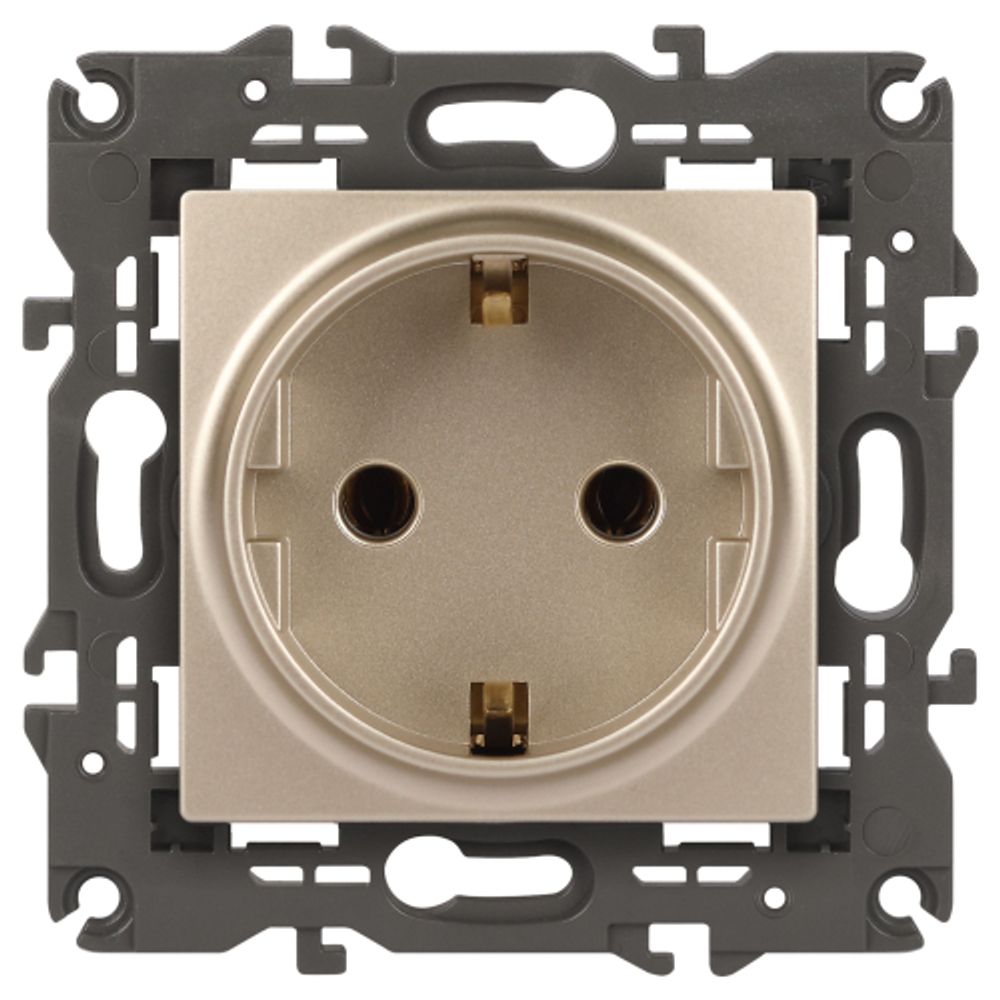 14-2101-04 ЭРА Розетка 2P+E Schuko, 16A-250В, IP20, Эра Elegance, шампань | Elegance Шампань