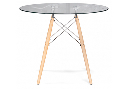 Стол стеклянный Woodville PT-151 80х80х76 clear glass, wood