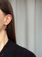 Серьги с чёрными вставками и кристаллами