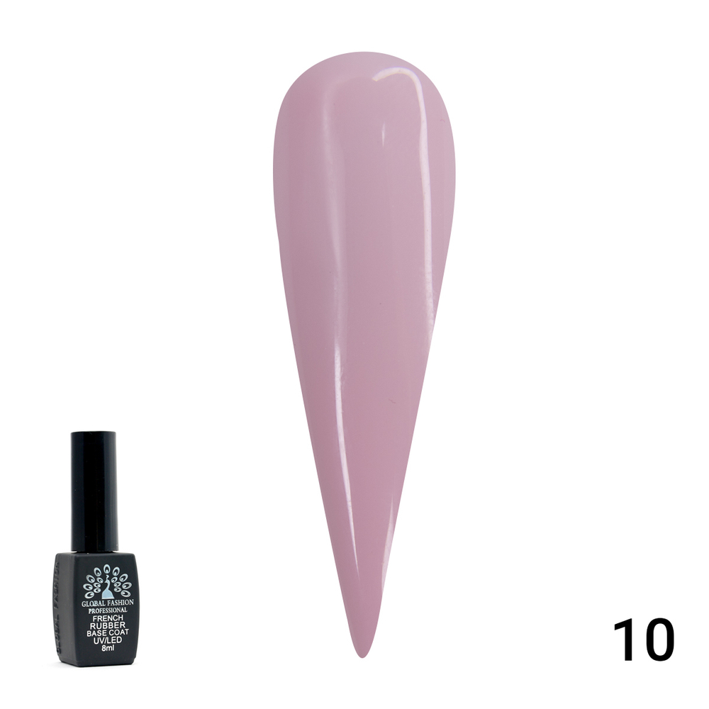 Каучуковая база для гель лака френч, Rubber Base Coat French, 8 мл., Global Fashion 10