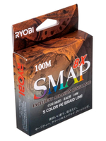 Шнур плетеный для рыбалки Ryobi SMAP PE8X-100M Multi Colour 6.0# 0,405мм