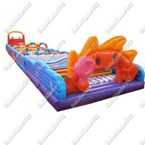 Коммерческая надувная полоса препятствий "Солнечная" 43,5*6*5,5 м