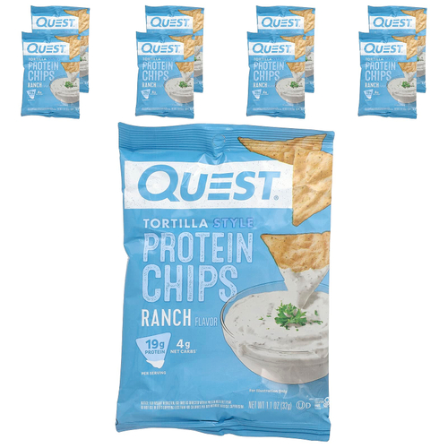 Quest Nutrition, Протеиновые чипсы по-тортильи, ранчо, 8 пакетиков по 32 г (1,1 унции)