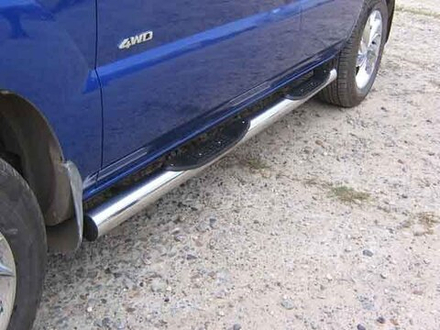Пороги из нержавейки Kia Sportage New (2008-2010) d76 с проступями