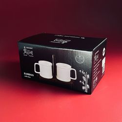 Lenardi 235-077 Набор из 2 кружек 310мл с блюдцами на подставке TROPICAL в под.уп.(х12)Фарфор