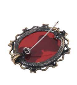 AM-2597/1 Брошь «Камея» (латунь, янтарь)