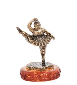 Народные промыслы AM-3284 Фигурка «Балерина Боди позитив» (латунь, янтарь)