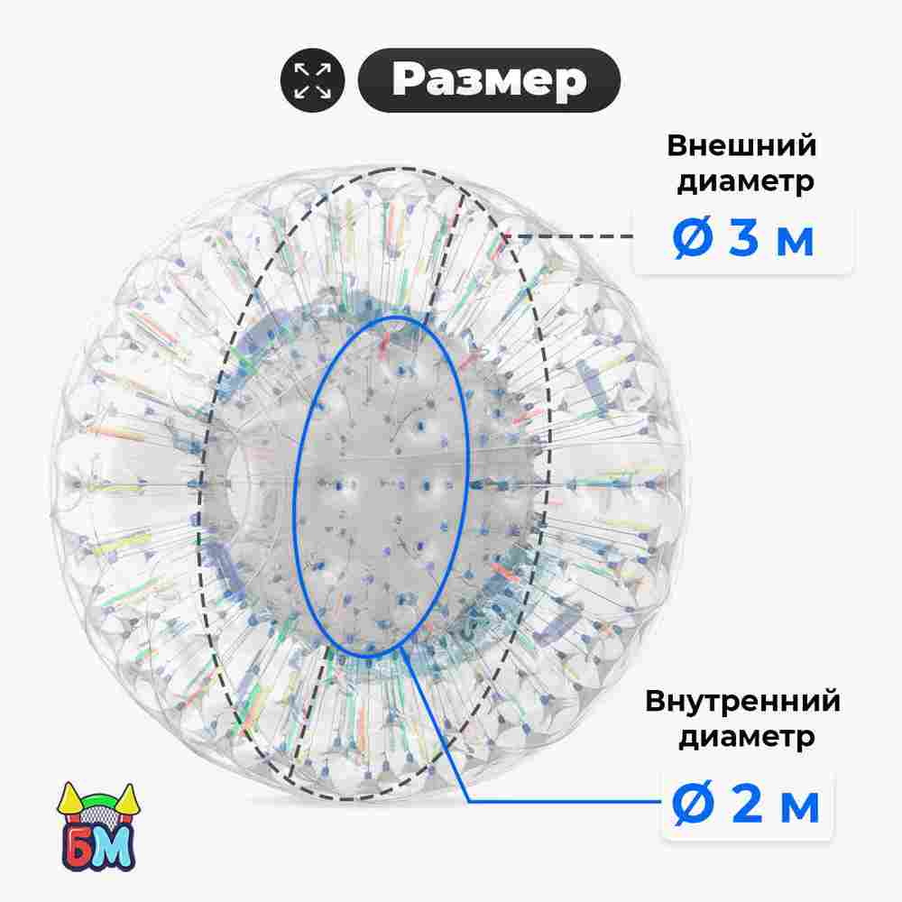 Светящийся зорб "Магический шар" ТПУ, диаметр 3 м
