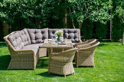 "Базелла" обеденная группа из искусственного ротанга, цвет соломенный