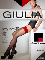 Чулки черные Emotion с красным кружевом на силиконовой ленте ,1/2 XSS (38-40) 20 den (Цвет: черный с красным)