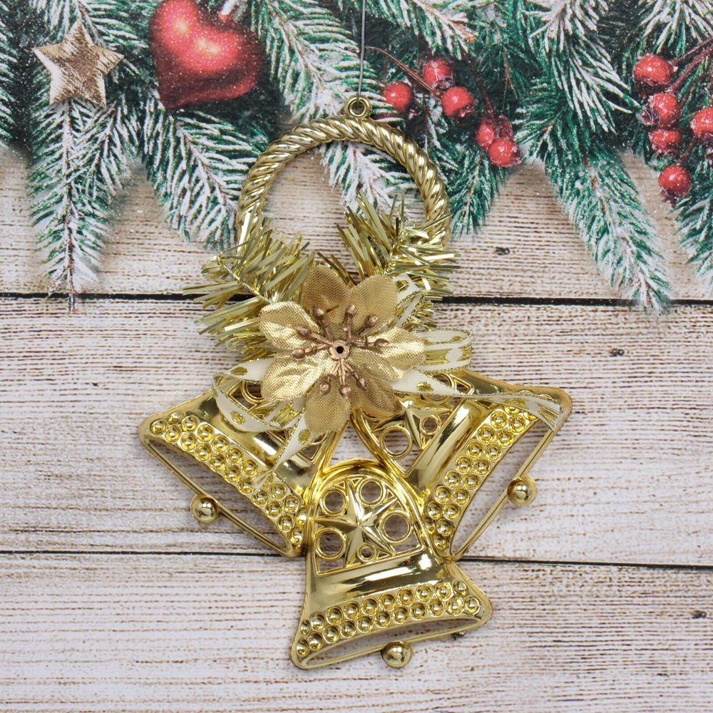 Украшение подвесное «Весёлые колокольчики» 12*16 см, золото