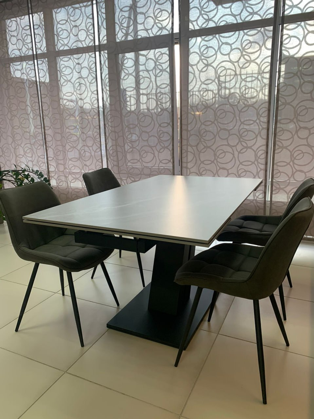 Стол DT9115CL (160-240) серая керамика/черный