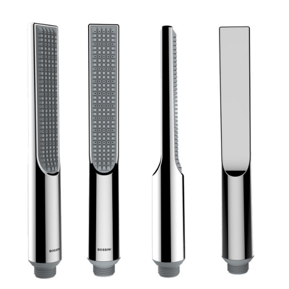 Bossini Apice смеситель для ванны с кнопочным переключением на 2 выхода, излив 207 мм, ручной душ Slim на фиксированном держателе, шланг Cromolux 150