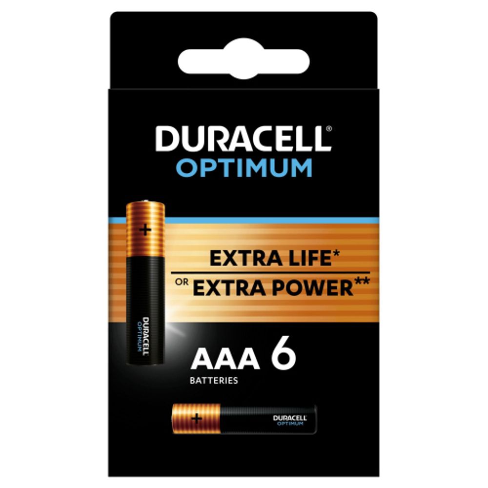 Батарейки Duracell 5014066 ААА алкалиновые 1,5v 6 шт. LR03-6BL Optimum | Duracell