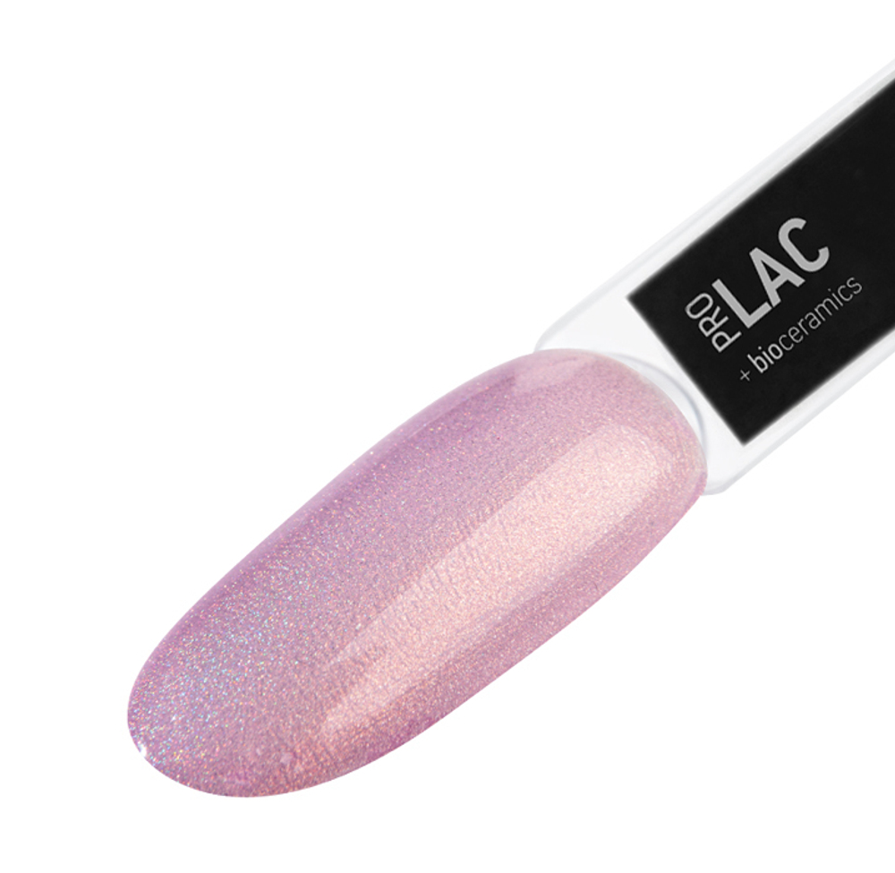 IQ Beauty Лак для ногтей профессиональный укрепляющий с биокерамикой #049, 12.5 мл Розовый, с мелким шиммером с голографическим эффектом