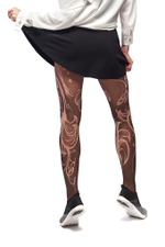 Бежево-черные колготки с рисунком в виде завитков (Размер: S-M-L) (Цвет: бежевый)