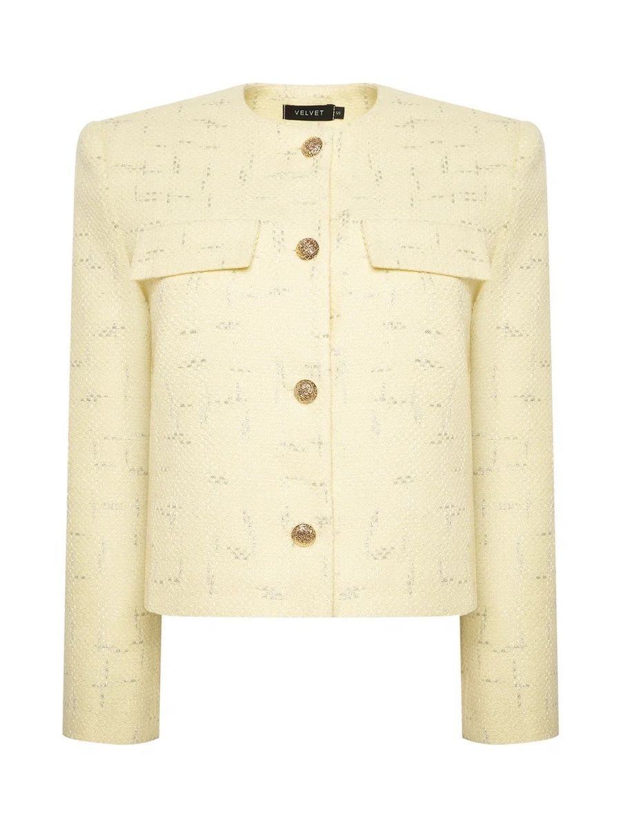 Жакет из твида укороченный лимонный