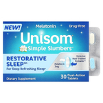 Unisom, Simple Slumber, восстанавливающий сон, 30 таблеток двойного действия