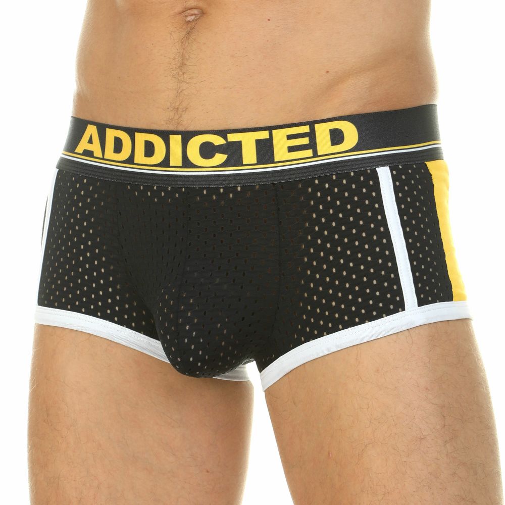 Трусы мужские хипсы сетчатые черные с вырезом сзади ADDICTED