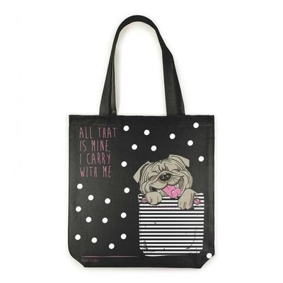 Сумка-шоппер 34х36см. черный "Карманные животные.Собачка" (BrunoVisconti)