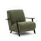 Кресло Meghan из зеленого шенилла с подлокотниками цвета венге