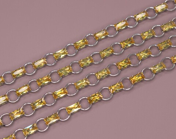 Цепь кристалл желтая 11 мм(3х5 мм)