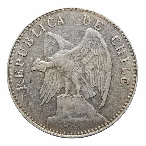 20 сентаво. Чили. 1913 год. Серебро. F