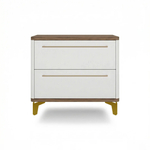 Тумба прикроватная на ножках с ящиками ROYAL 5203 эко (Дуб Веллингтон-Золото-р.золото)