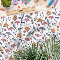 Ткань флис красочная нежная флористика