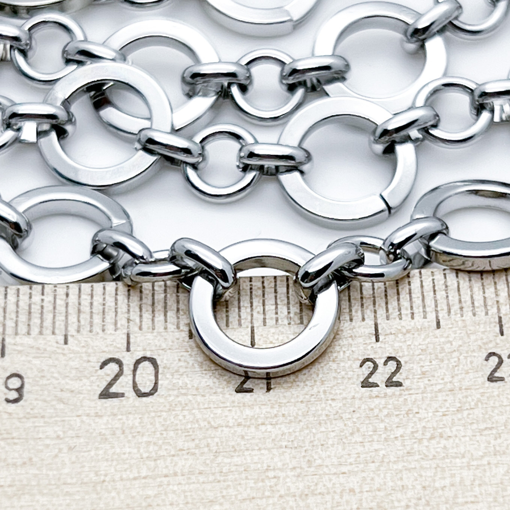 Цепочка, цвет серебро, размер звеньев 12 и 7 мм, цена за отрезок 25 см