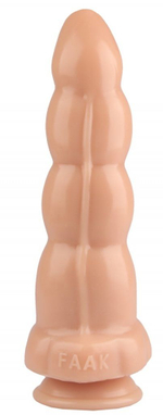 Телесный рельефный анальный фаллоимитатор - 22 см. (Цвет: телесный)